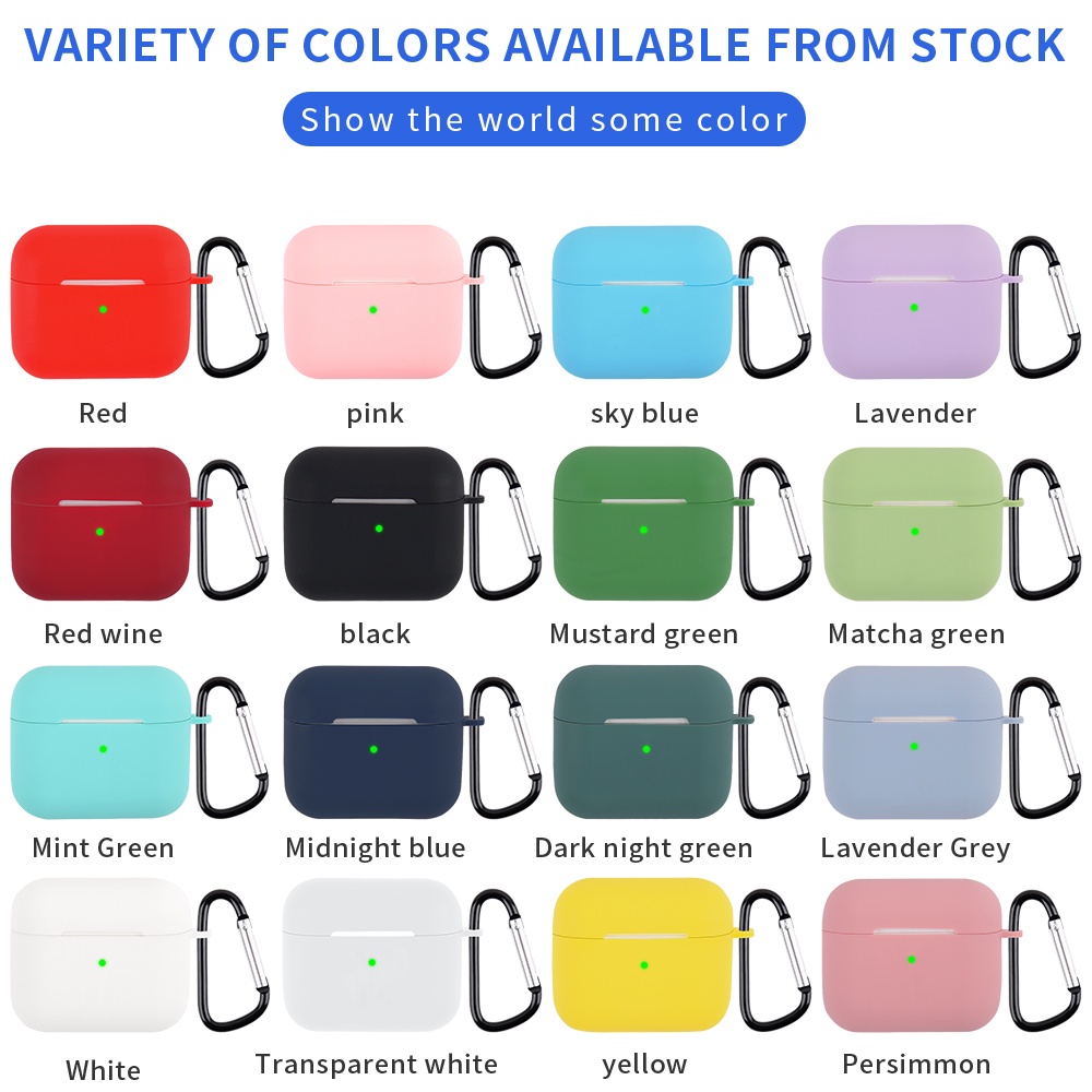 Vỏ Bảo Vệ Hộp Sạc Tai Nghe airpods pro 1 / 2 / 3 apple Bluetooth Không Dây Chất Liệu Silicon Mềm Màu Trơn Gắn Móc (Mã SP: 3210_116261517)