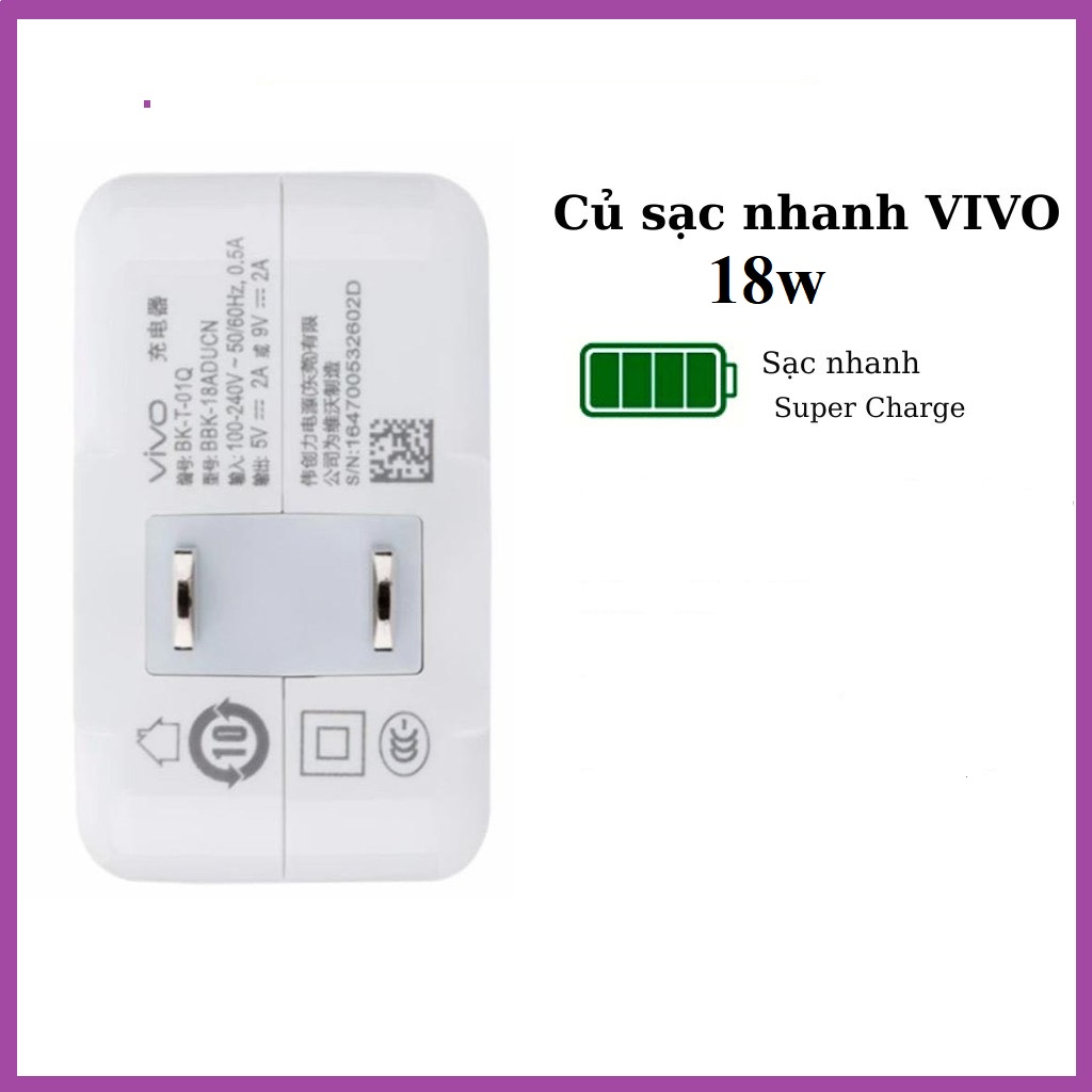 Bộ sạc nhanh Vivo 18W - Hàng chính hãng (Mã SP: 3215_116279250)