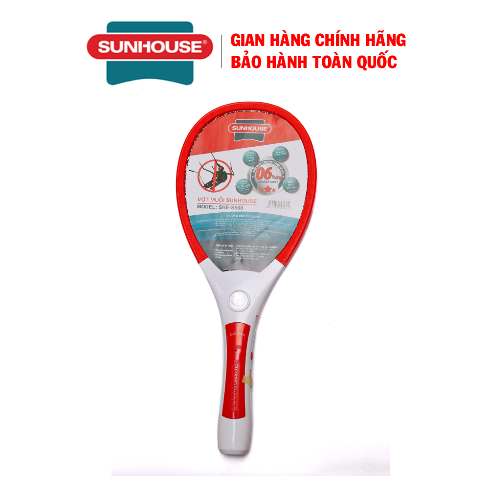Vợt muỗi sunhouse she-s600, dung lượng pin: 4v 400ma, công suất 1.6w, bảo hành 12 tháng