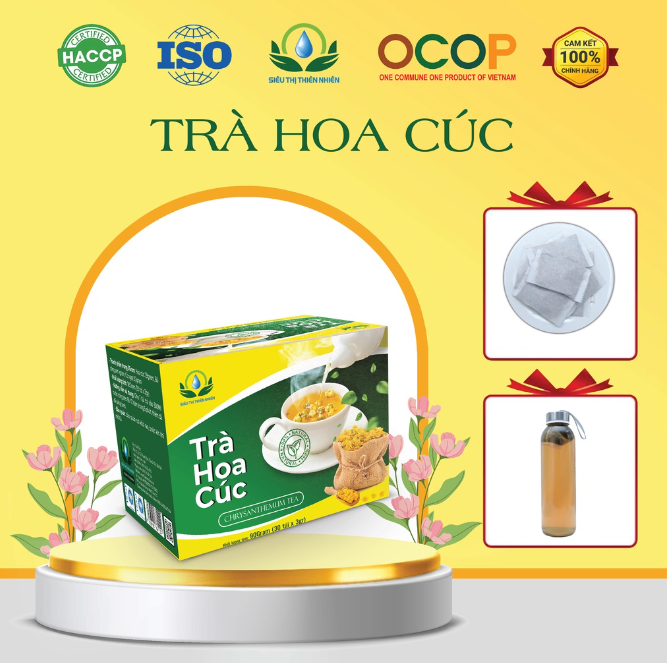 Trà Hoa Cúc hộp 30 Túi Lọc x 3Gram giúp ngủ ngon, an thần, thanh nhiệt (Mã SP: STTNTHC30)