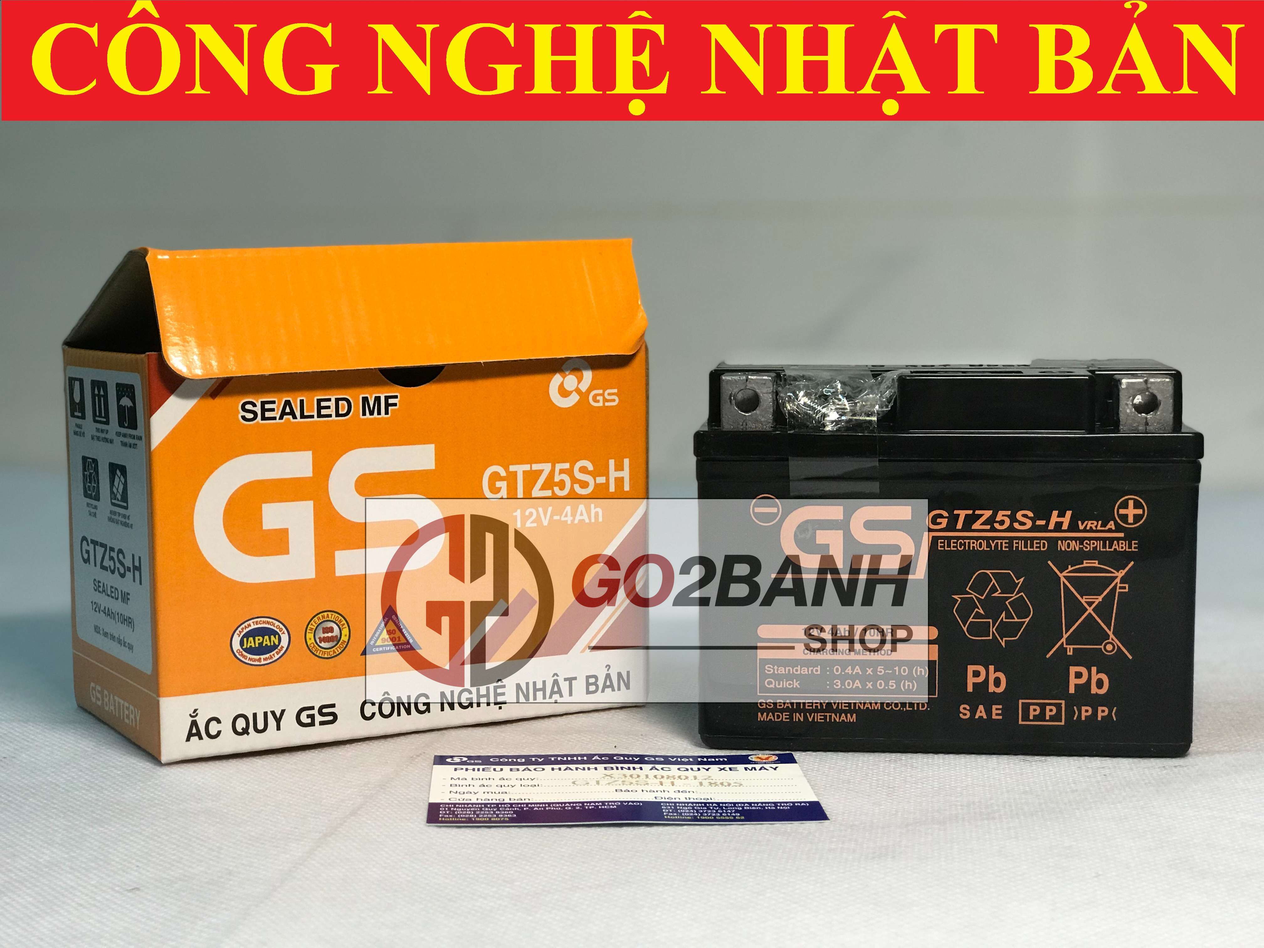 Bình ắc quy khô gs gtz5s-h airblade110, vision 2011, future125, wave alpha 2006, wave rs, exciter, sirius fi