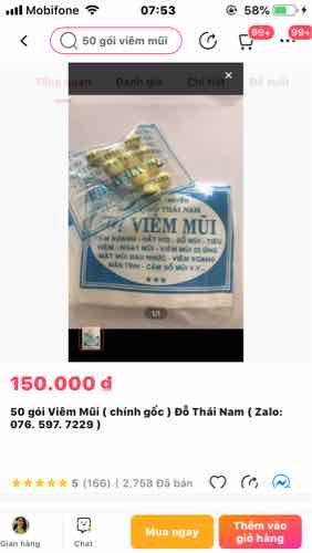 50 gói Mũi Đỗ Thái Nam ( zalo : 076.597. 7229 ) (Mã SP: bbjjnk)