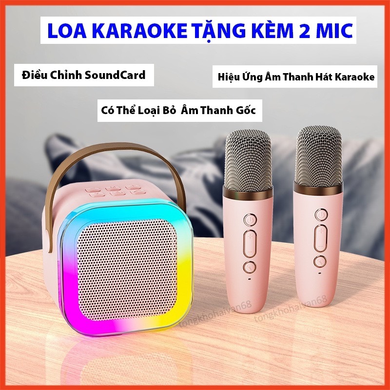 Loa Bluetooth Karaoke Mini Tặng Kèm 2 Mic Không Dây Công Suất 10w (Mã SP: 3230_116397315)