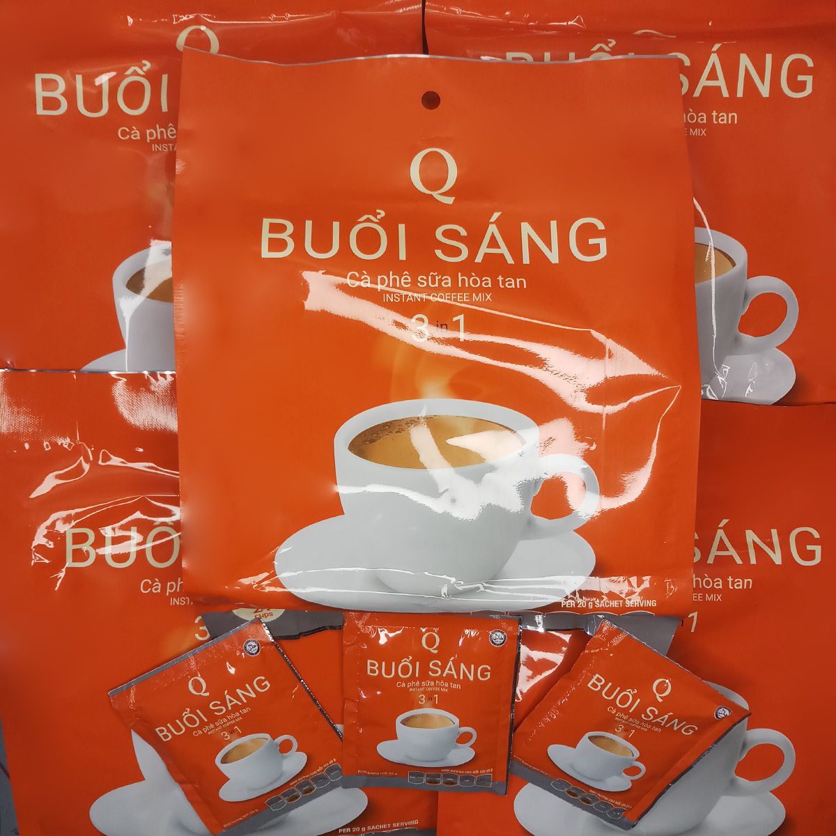 03 bịch cà phê sữa buổi sáng trần quang 480g