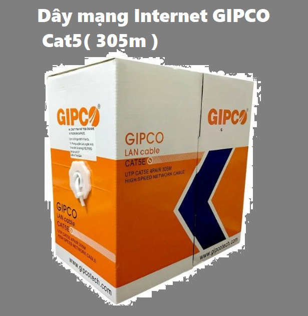 Thùng / Cuộn dây mạng Internet Cat5 / Cat6 chuẩn hãng GIPCO cuộn dây 8 lõi 305m ( dây Trắng ) (Mã SP: thung.gipcocat5e)