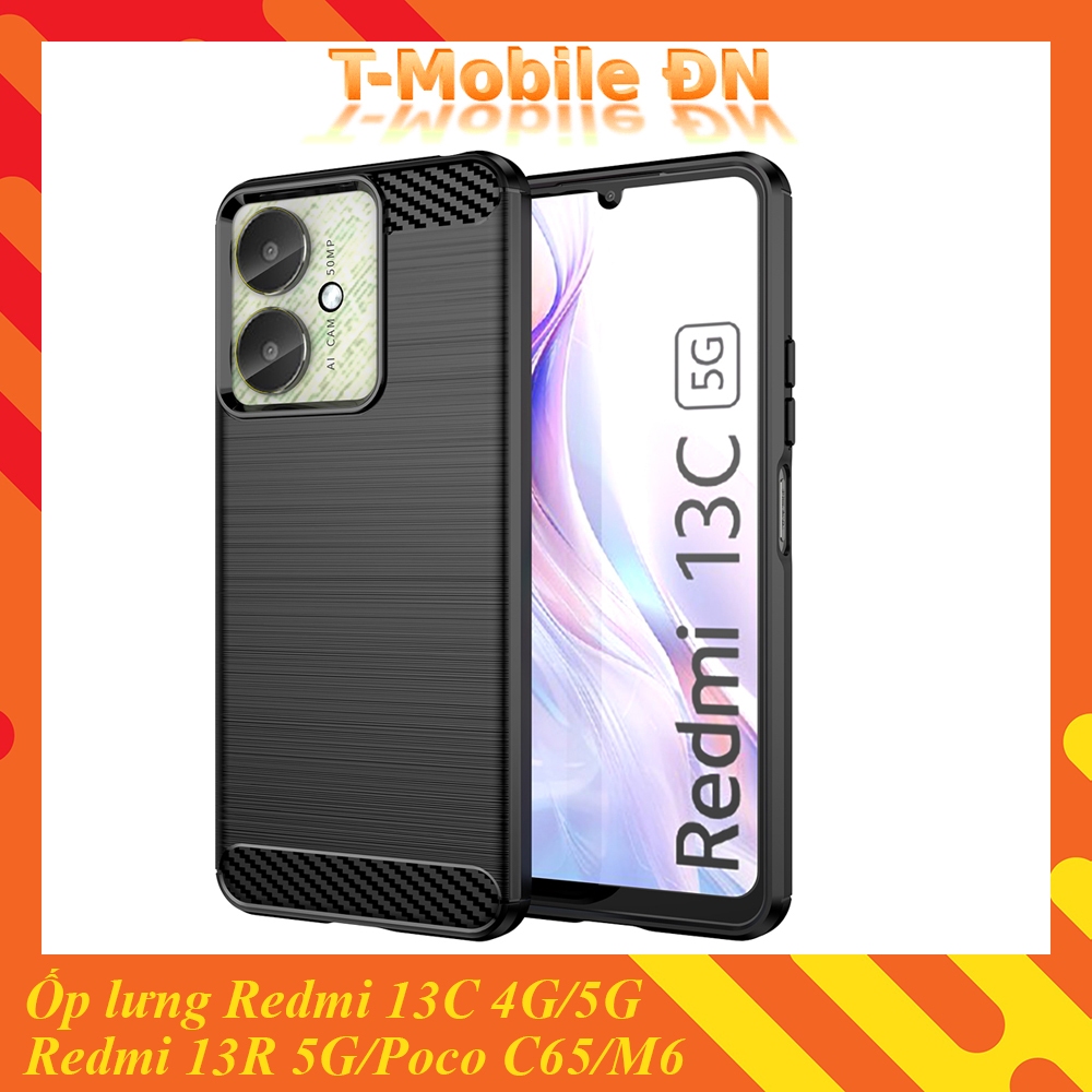Ốp lưng Xiaomi Redmi 13C 13R 4G 5G Poco C65 M6 silicone dẻo Carbone phay xước chống sốc chống vân tay (Mã SP: FIC015)