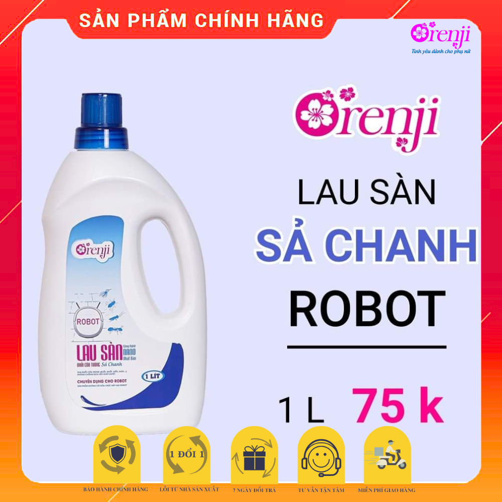 Nước lau sàn ORENJI cho Robot hút bụi lau nhà - nano bạc, sả chanh phù hợp với mọi loại robot, không gây tắc vòi bơm 1L (Mã SP: LCRB1)