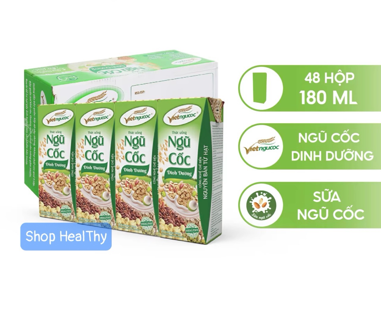 [ĐƠN HOẢ TỐC] 12 Lốc Ngũ Cốc Dinh Dưỡng Việt Ngũ Cốc Lốc 4 Hộp - 180ml/Hộp (Mã SP: 12 Lốc Ngũ Cốc Dinh Dưỡng)