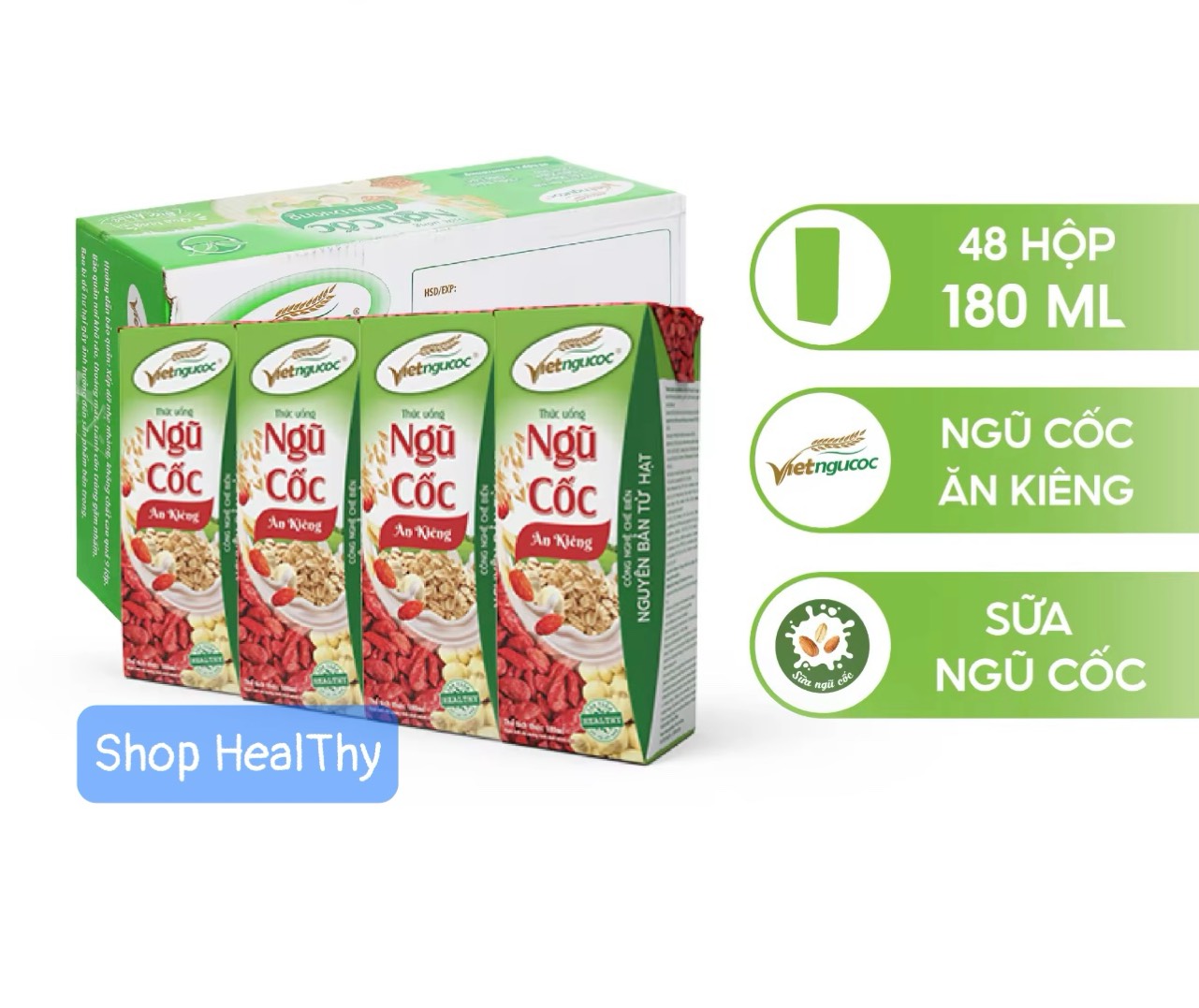 [ĐƠN HOẢ TỐC] 12 Lốc Sữa Ngũ Cốc Ăn Kiêng Uống Liền Việt Ngũ Cốc Lốc 4 Hộp - 180ml/Hộp (Mã SP: 12 Lốc Sữa Ngũ Cốc Ăn kiêng)