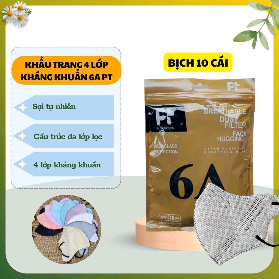 KHẨU TRANG Y TẾ 4 LỚP KHÁNG KHUẨN 6A PT BỊCH 10 CÁI SIÊU HOT (Mã SP: 2005_116441985)