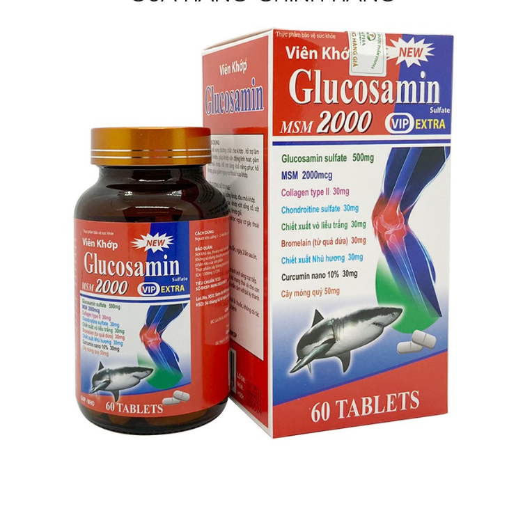 GLUCOSAMIN 2000 Giúp xương chắc khớp khỏe, ngăn ngừa thoái hóa khớp tái tạo mô sụn khớp, chống còi xương (Mã SP: q09-SKU213435tt24)