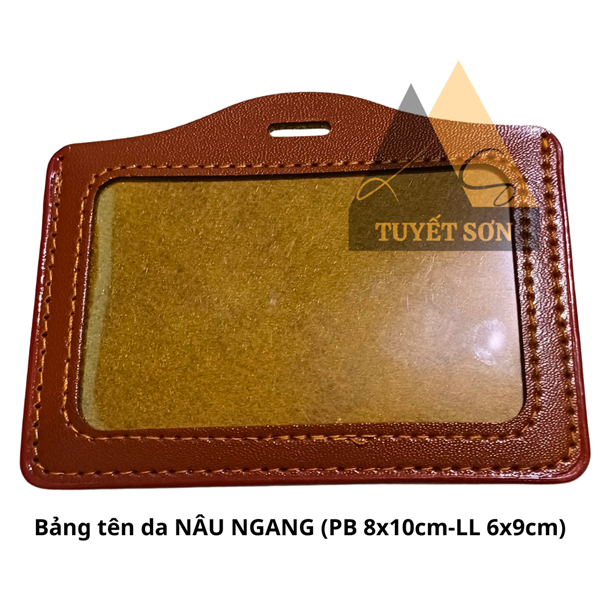 Bảng tên da NÂU NGANG (PB 8x10cm-LL 6x9cm) - lốc 50 cái (Mã SP: BT009-1)