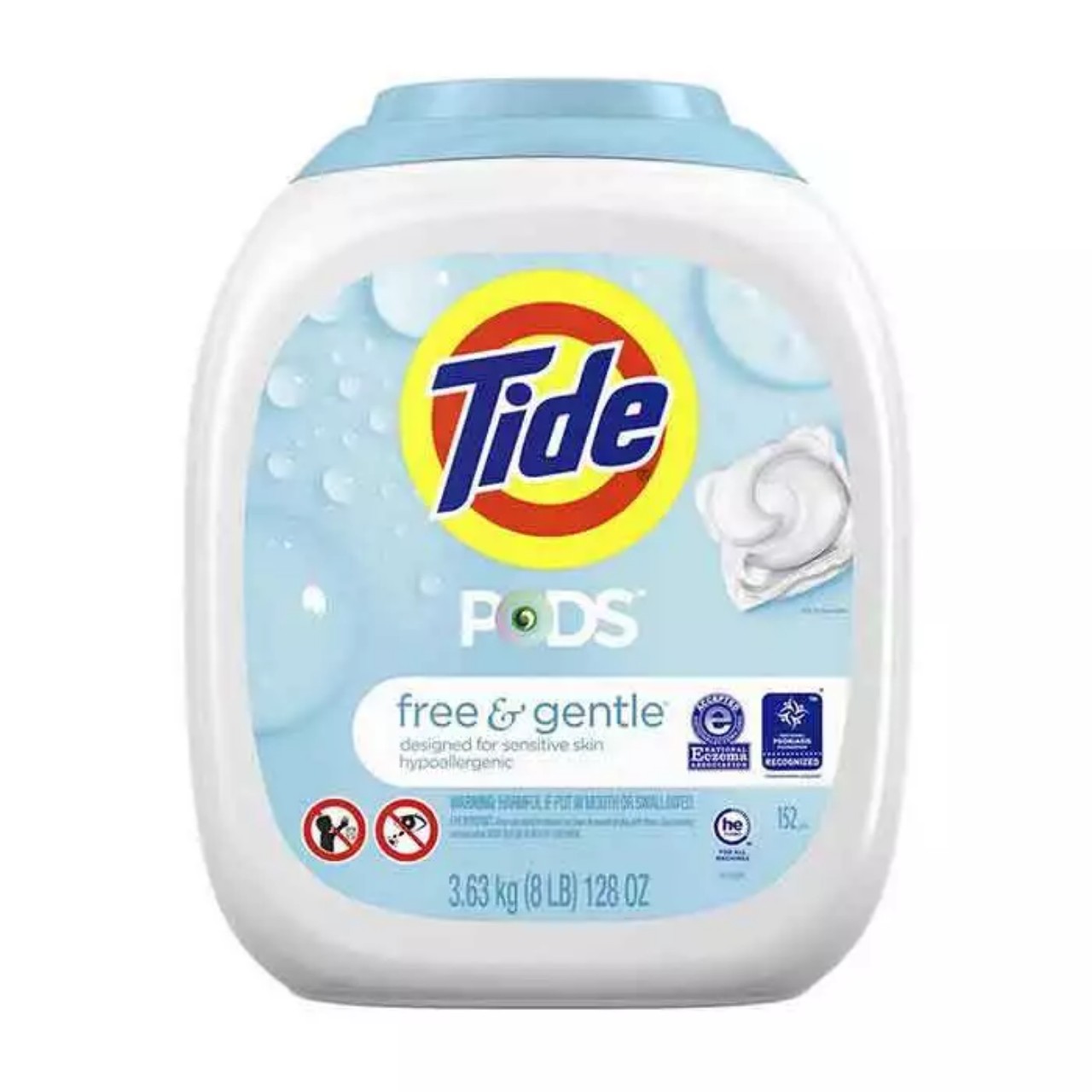 Viên giặt xả tide pod he laundry detergent free & gentle của mỹ hộp 152 viên trọng lương 3.53kg - dành cho da dị ứng nhạy cảm
