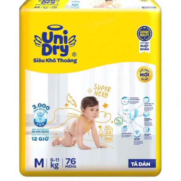 Tã dán unidry bịch siêu đại cao cấp m76-l68-xl62