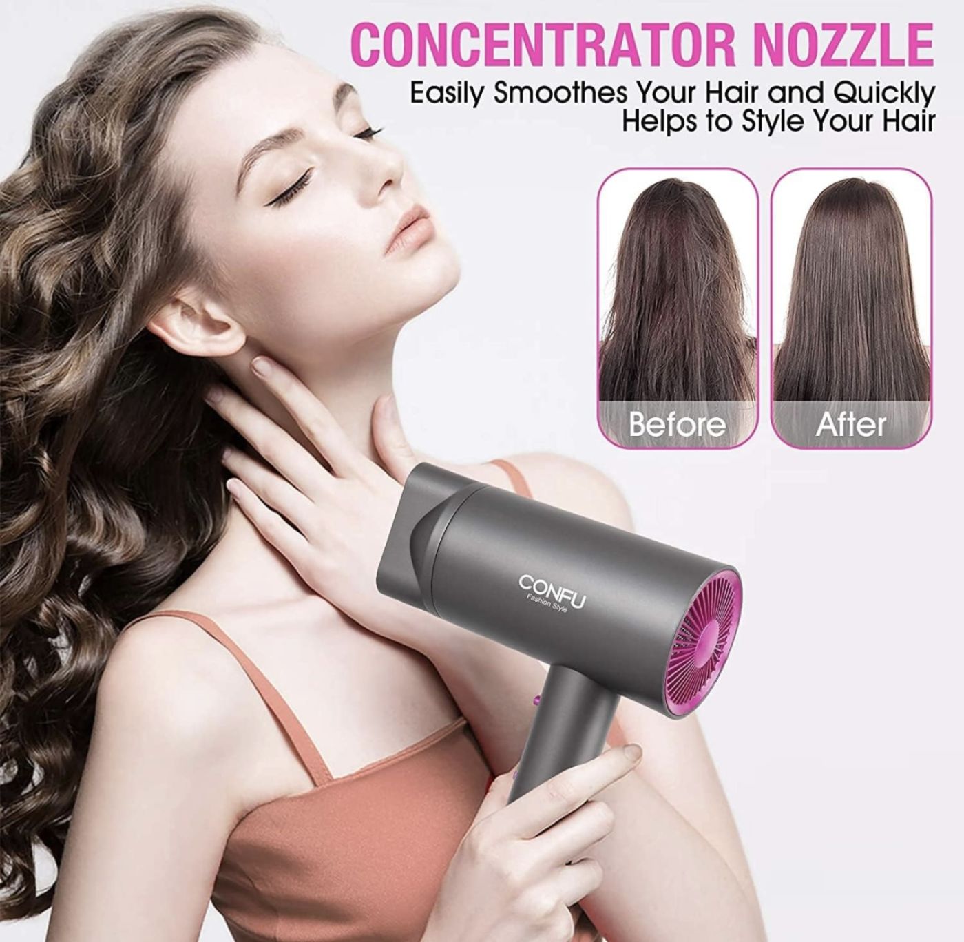 Máy sấy tóc hãng confu kf-3141 ,1800w bổ sung ion âm