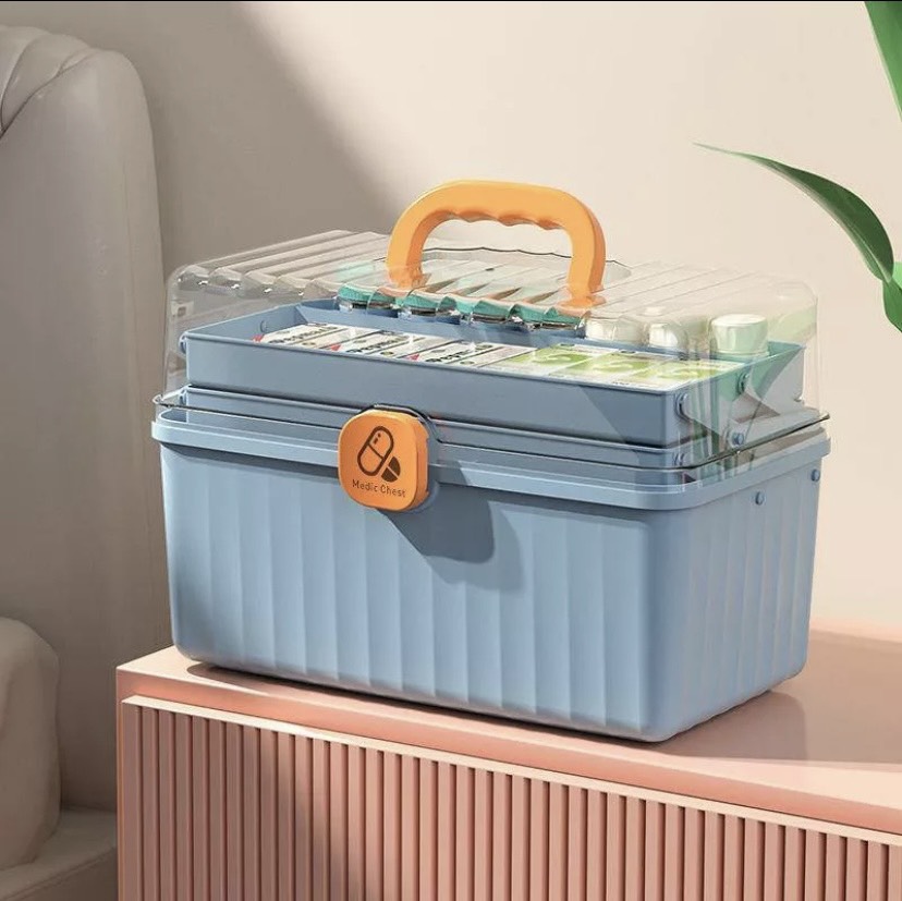 Hộp Đựng Thuốc Mini Gia Đình 3 Tầng Nhựa ABS Cao Cấp, Hộp Y Tế Có Khóa An Toàn Tay Xách Tiện Lợi (Mã SP: hopthuocyte)