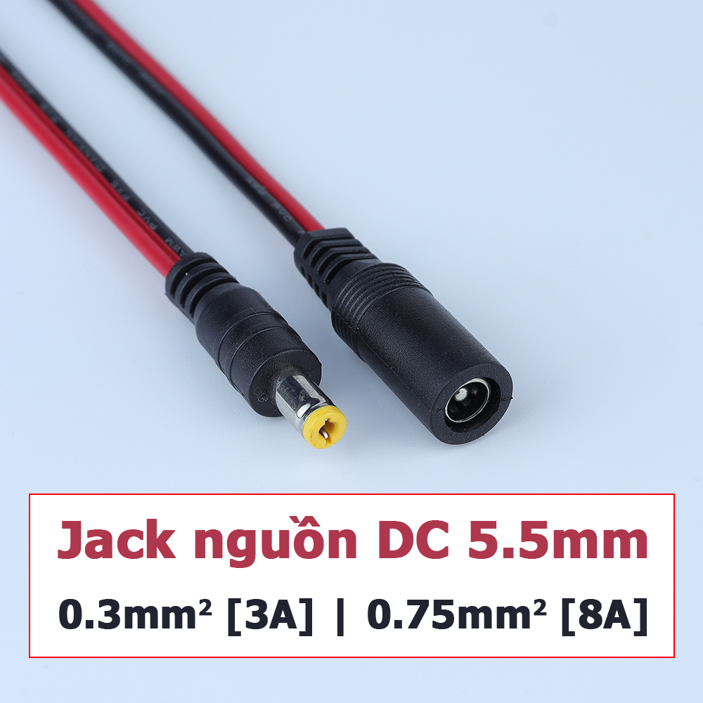 Dây nguồn DC Jack đực cái 5.5*2.1mm (Mã SP: jackDC)