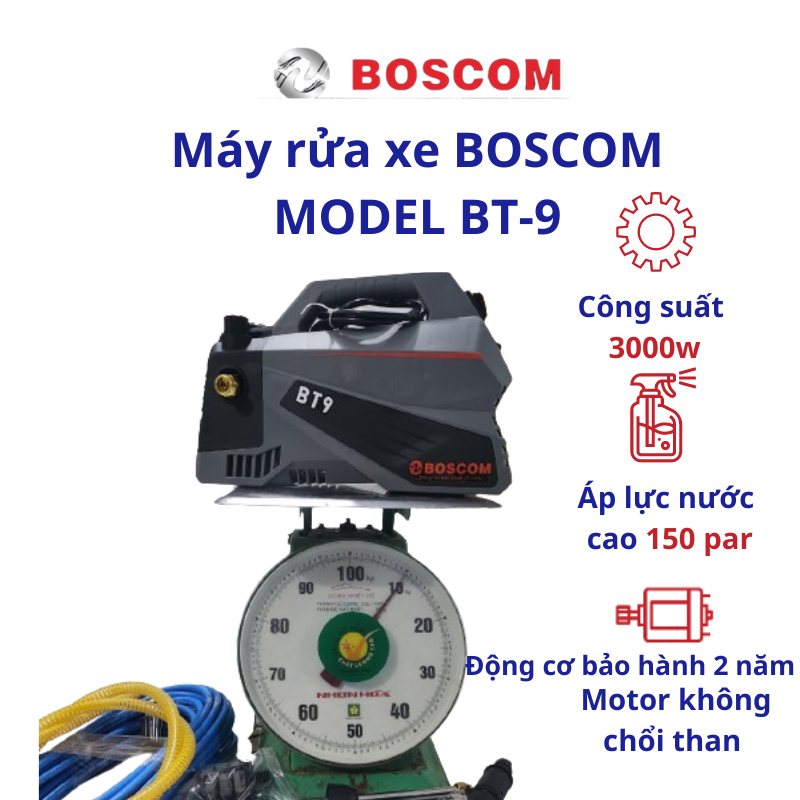 Máy rửa xe áp lực gia đình bt9 bos com bảo hành 24 tháng