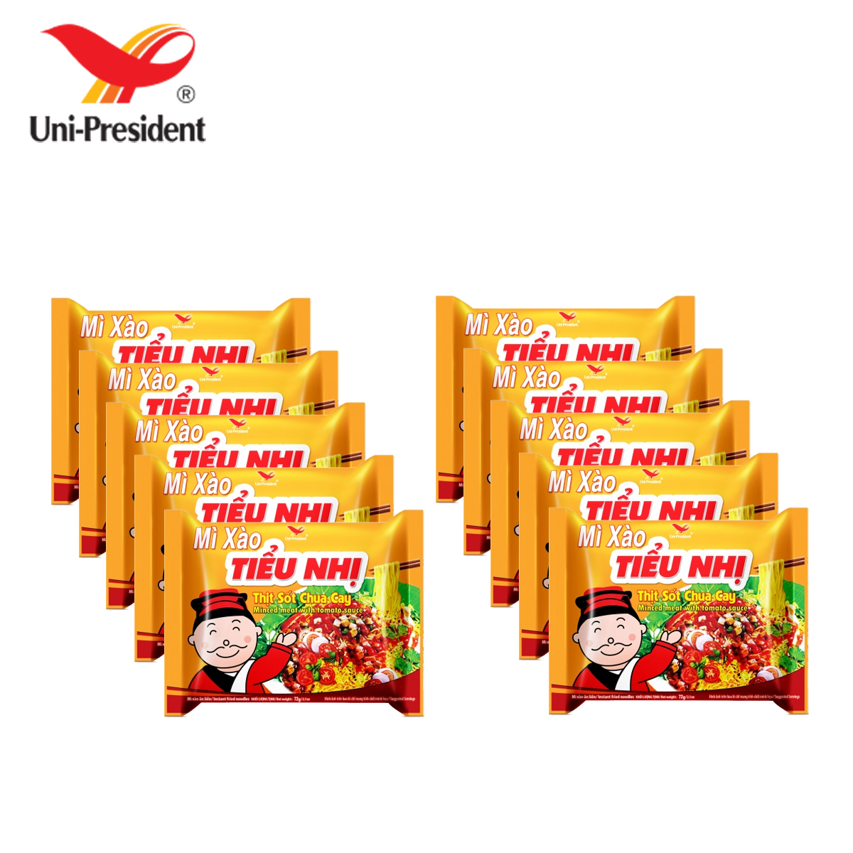 Combo 10 gói mì xào tiểu nhị thịt sốt chua cay minced meat with tomato sauce uni-president
