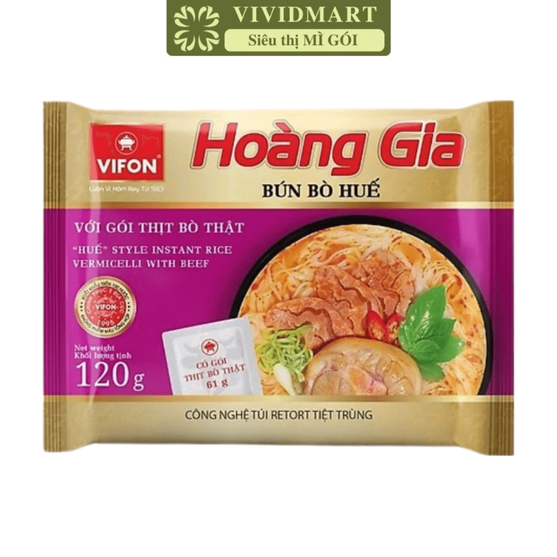 [GÓI LẺ] - VIFON - Bún Hoàng Gia hương vị Bún Bò Huế (có thịt thật) (120g/gói) - Bún Bò Huế ăn liền, Bún Bò Huế Hoàng Gia (Mã SP: 00147LE)