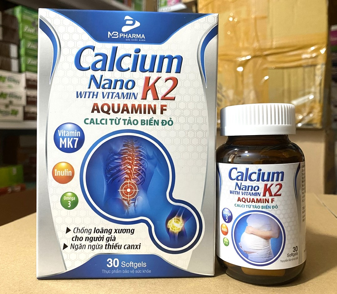 CALCIUM NANO K2 Aquamin F Tảo biển đỏ BỔ SUNG Canxi LIQUID CALCIUM NANO k2 hỗ trợ Còi Xương, Loãng Xương bà bầu (Mã SP: ieiện00ii)