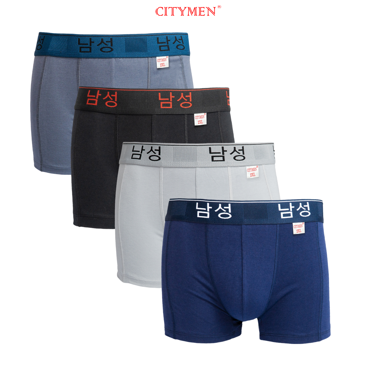 Combo 4 Quần Lót Boxer Cotton Nam CITYMEN Lưng Hàn Quốc Cao Cấp Co Dãn 4 Chiều (Mã SP: HAN_BC4)