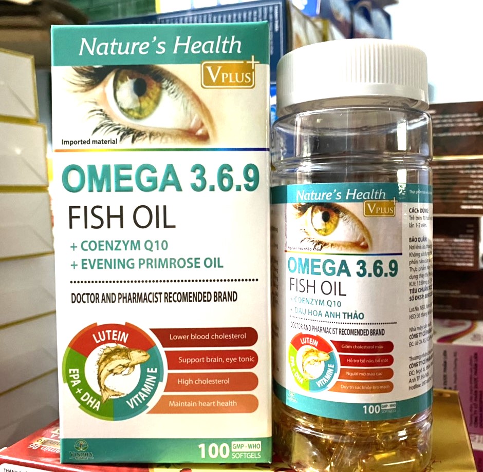 Dầu Cá omega- 3.6.9 Hộp 100 viên - Bổ Não, Tăng Cường Thị Lực, Giảm Nguy Cơ Mắc Bệnh Tim Mạch (Mã SP: q09-SKU213435tt23)