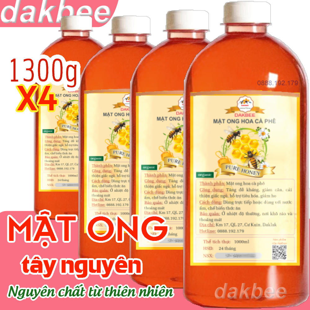 4 LÍT Mật ong rừng hoa cà phê nguyên chất - tăng cường sức khỏe [ DAKBEE ] (Mã SP: CFH4LOP2HINT-2NG2CCFTDC66148125)