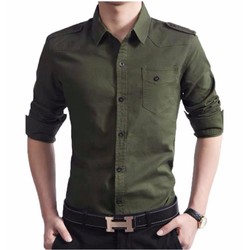 Áo sơ mi nam túi đắp cầu vai - SMN002