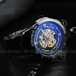 Đồng hồ lộ máy automatic vỏ đen mặt xanh huyền bí - Mã số: DH15247