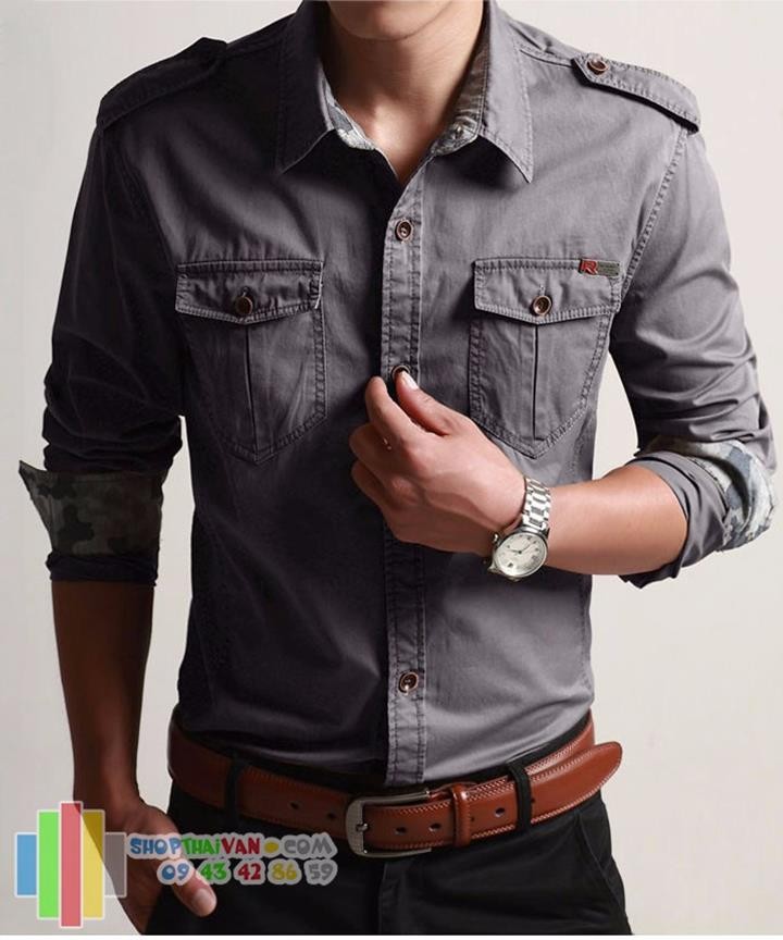 Áo sơ mi kaki nam vải mềm  FLs-6702 380k - 3