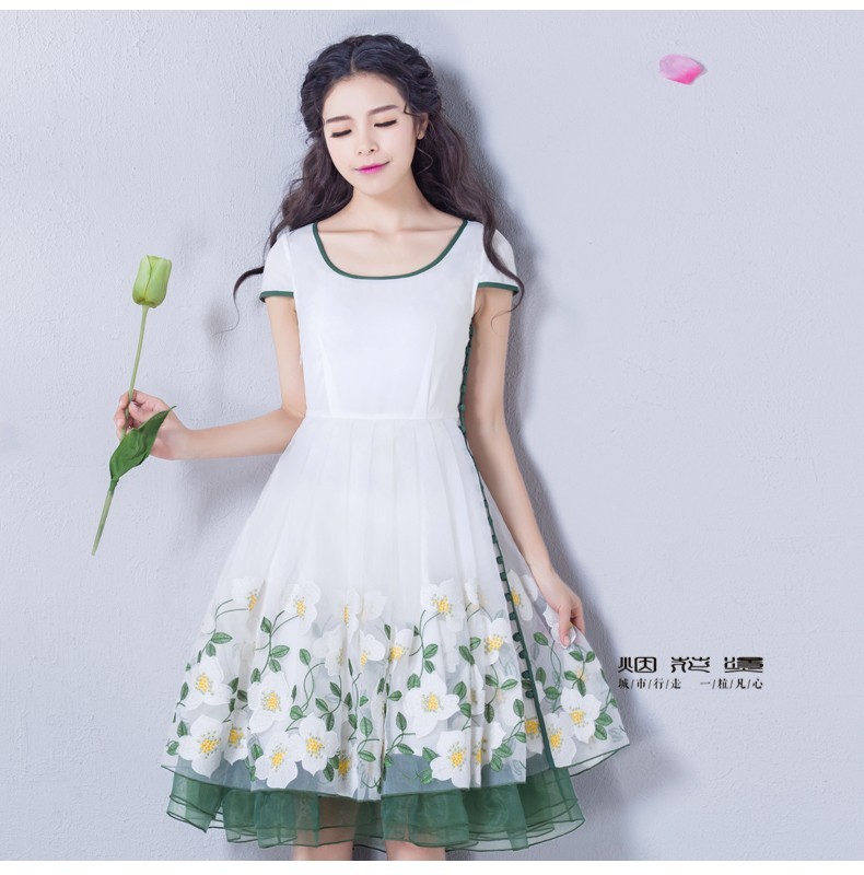 Đầm thêu Hoa xuyến chi nghệ thuật Đầm dạ hội nàng tiên Hoa Xuyến Chi cao cấp 3