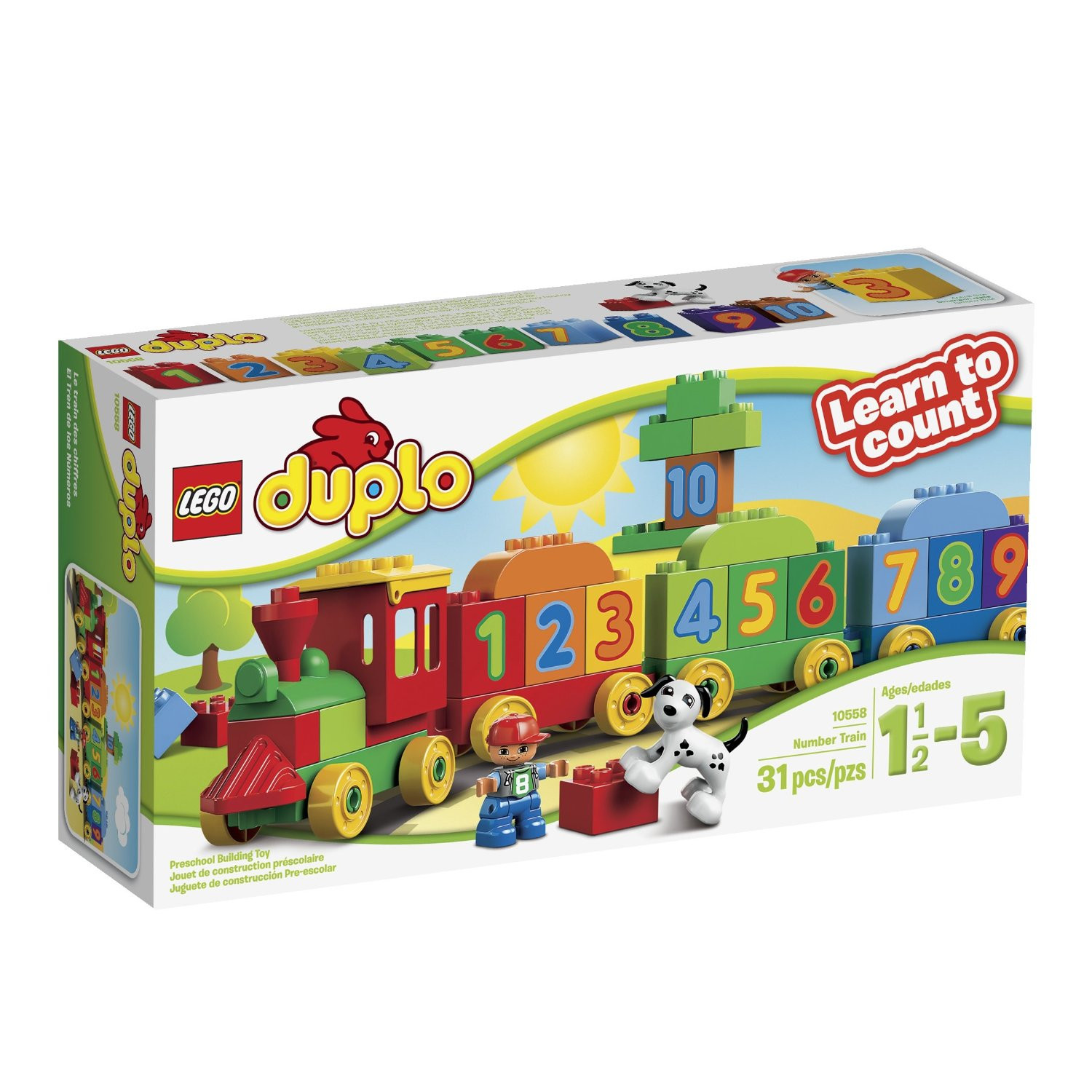 Bộ xếp hình Xe lửa học số Lego 10558