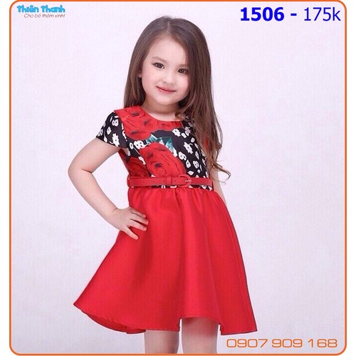 Đầm hoa sắc hè kèm nịt sang trọng cho bé dự tiệc ngày hè