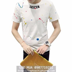 NK 0606 - ÁO THUN NAM HÀN QUỐC HỌA TIẾT CÁ TÍNH - MÀU TRẮNG - CC23