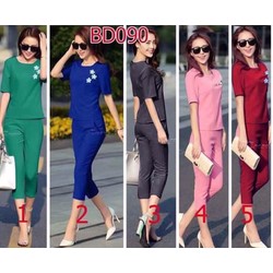 SHOP CÚN-SALE-SÉT BỘ ÁO VÀ QUẦN LỬNG THÊU 3 HOA HÀNG CAO CẤP-BD09224