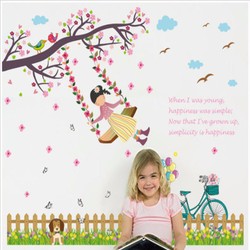 Decal dán tường xích đu và bé binbin eb169