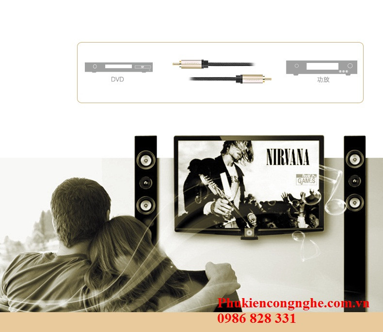 Cáp Coaxial Digital Audio Video 1m Ugreen UG-20736 (Mã SP: UG-20736)