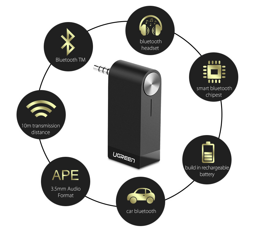 Thiết bị nhận Bluetooth Music Receiver Ugreen UG-30348 có hỗ trợ Mic (Mã SP: Ugreen UG-30348)