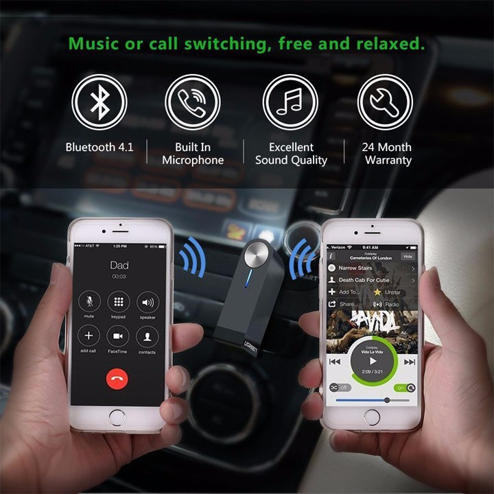 Thiết bị nhận Bluetooth Music Receiver Ugreen UG-30348 có hỗ trợ Mic (Mã SP: Ugreen UG-30348)