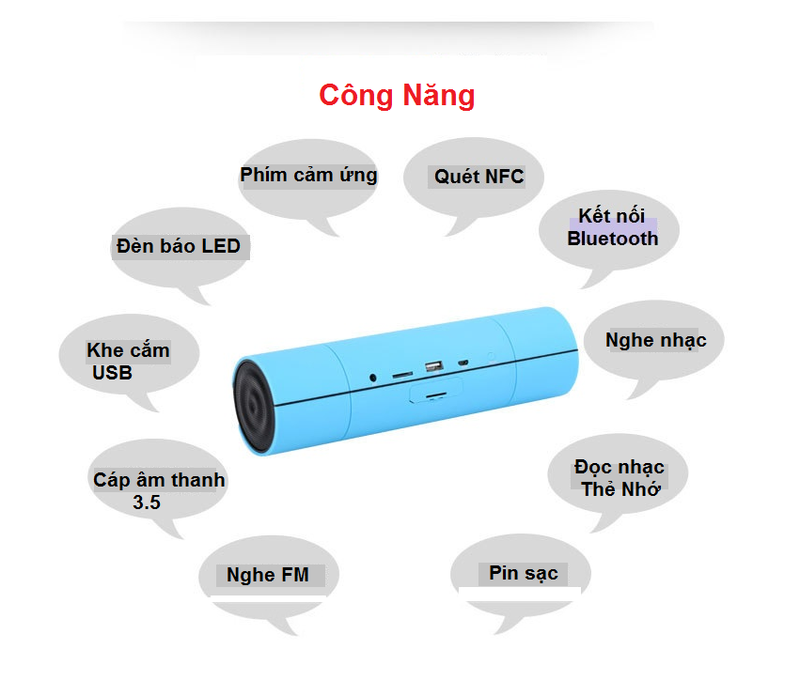 Loa nghe nhạc bluetooth giá rẻ NFC gắn usb thẻ nhớ PKCB 8800 PF42 13