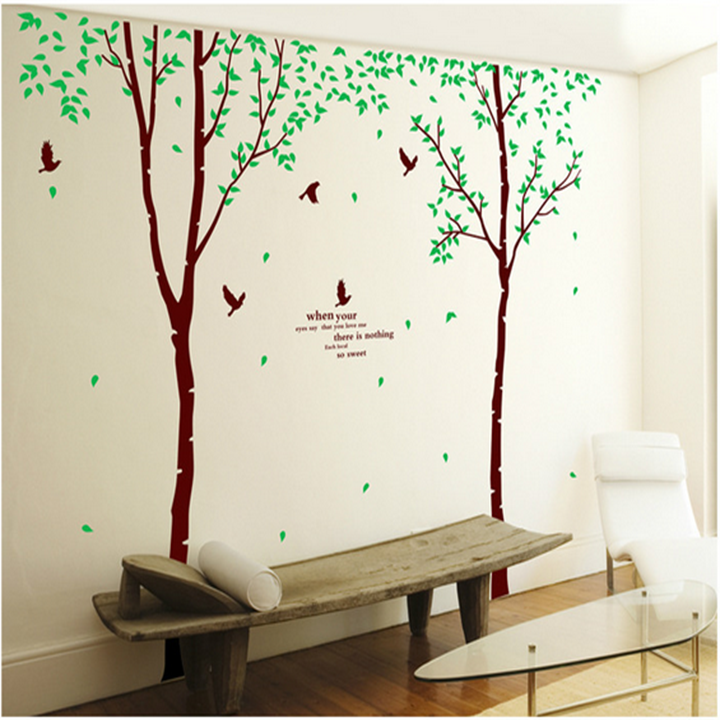 Decal dán tường đôi cây bóng mát PK206