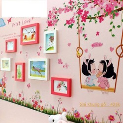 Bộ khung ảnh gỗ thông treo tường tình nhân BinBin KAT40