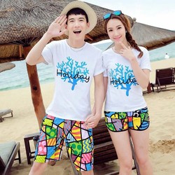 Combo 2 bộ đồ đôi đi biển- dã ngoại cho cặp đôi- gia đình- đội nhóm