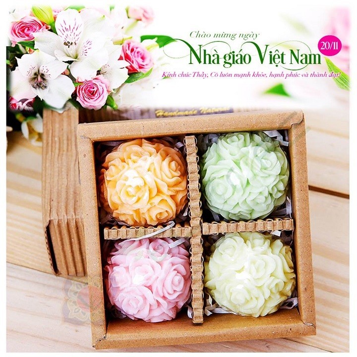 Quà 20-11 - Hộp Quà Tặng 4 Xà Phòng Hoa Chùm 4