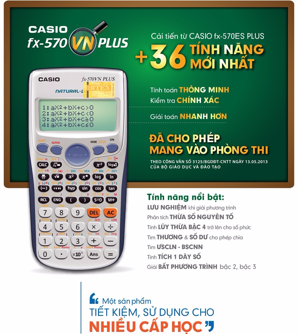 MÁY TÍNH CASIO  FX-570VN PLUS BH 7 năm Bitex (Mã SP: FX570VN)