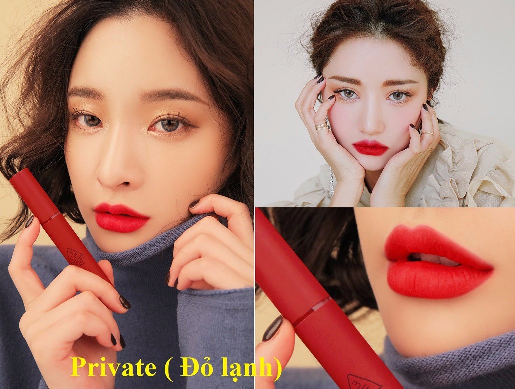 Hình ảnh Son Kem Lì 3CE Velvet Lip Tint màu Private - Đỏ Lạnh