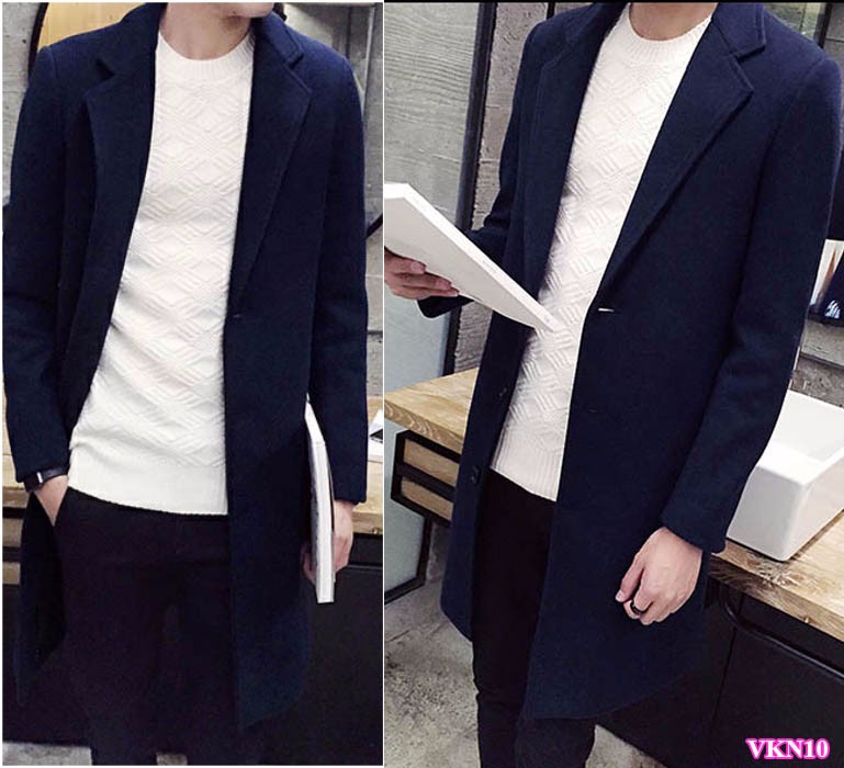 Áo khoác dạ nam form dài cao cấp VKN10