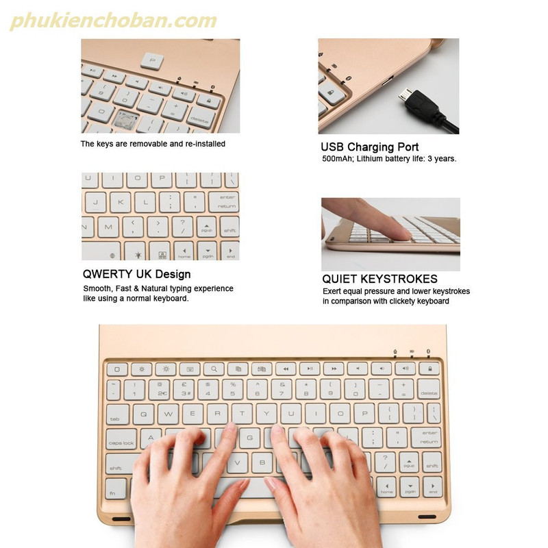 Bàn phím ốp lưng Bluetooth iPad Air 1 tích hợp đèn LED - 6