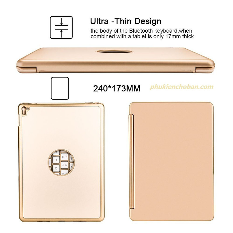 Bàn phím ốp lưng Bluetooth iPad Air 1 tích hợp đèn LED - 3